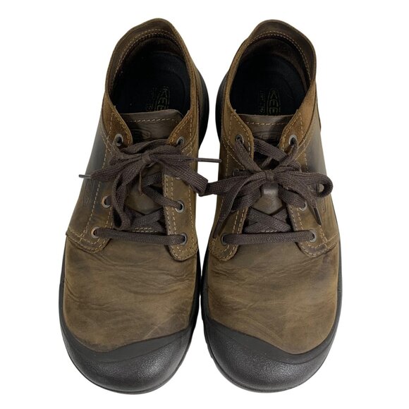 Keen Mens Size 12M Briggs II Brown Leather Lace-Up Hiking Shoes Rubber Toe Cap - Picture 4 of 11